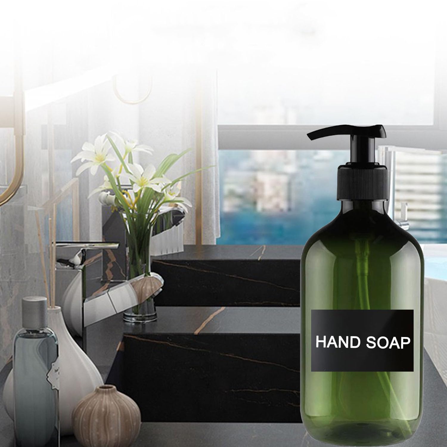 2 Package Shampoo Bottles With Pump, 500ml Brown Plastic shampoo bottles with pump