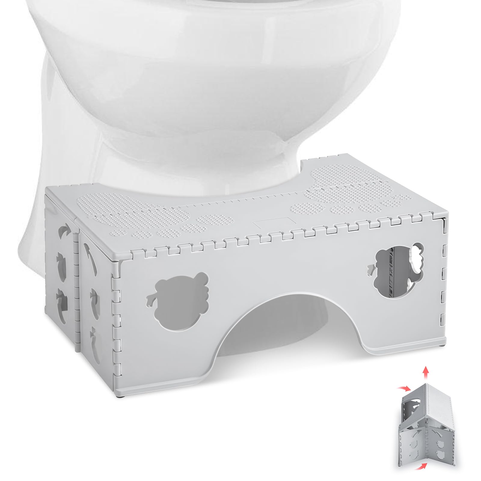 PRITOK Foldable Toilet Squat Stool: Foldable Plastic Toilet Stool for Bathroom, Non-Slip Step for Healthy Squatting Posture