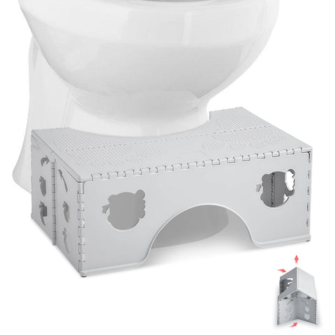 PRITOK Foldable Toilet Squat Stool: Foldable Plastic Toilet Stool for Bathroom, Non-Slip Step for Healthy Squatting Posture