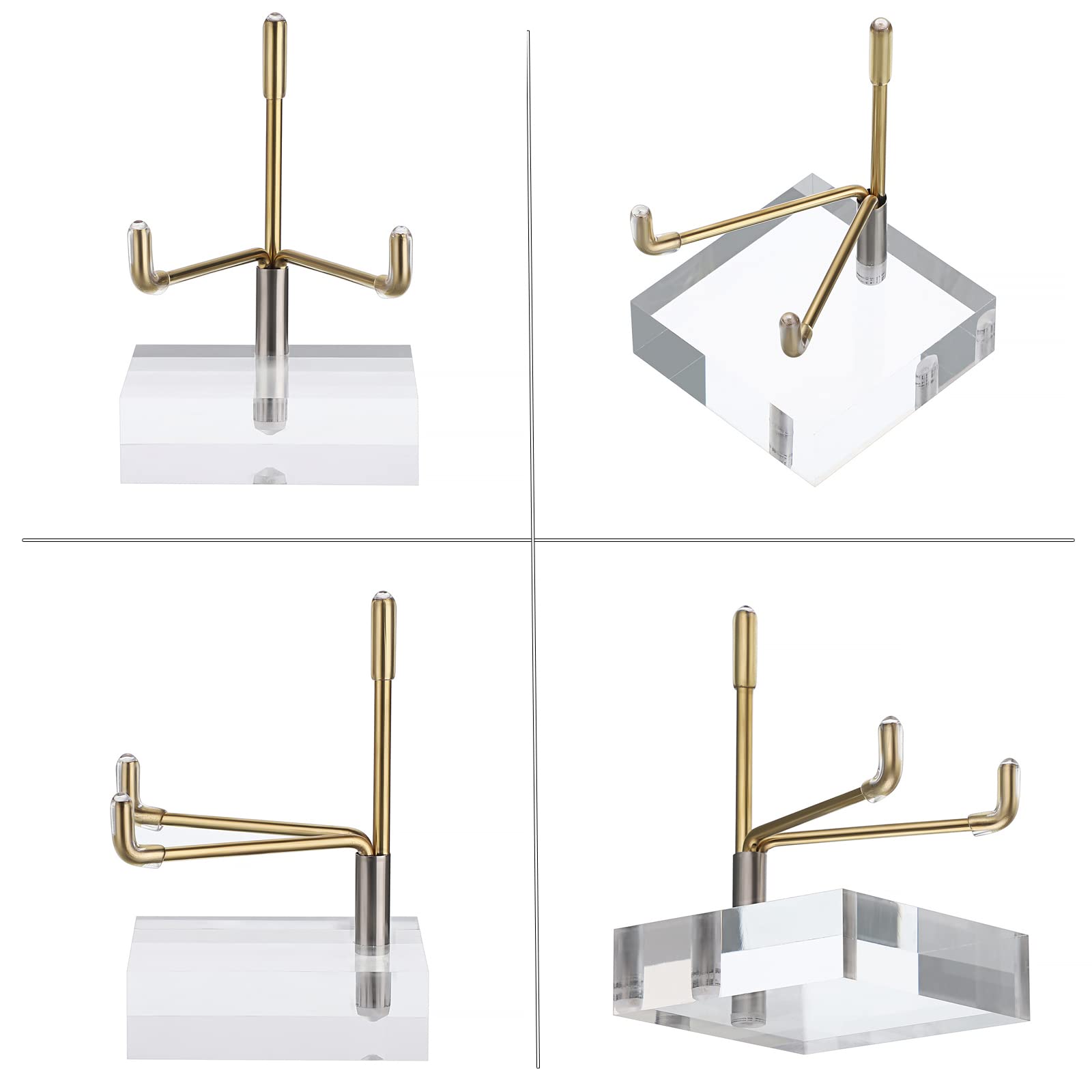 BTSKY Small Size Adjustable Golden Metal Arm Display Stand with Square Base