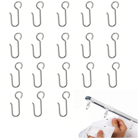 Shower Curtain Hooks, Rust-Resistant for Bathroom Rails, 20 Pack, Silver