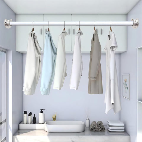 2 Pack Wardrobe Rail Support Brackets and Pole Fittings for Shower Curtain (25mm/0.98 In)