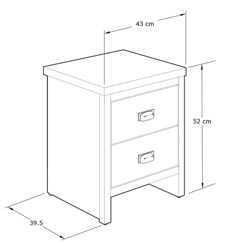 GFW Boston Pair of 2 Drawer Bedside Tables, Grey Wood Effect Bedside Cabinets, Industrial Style Nightstands with Storage Drawers