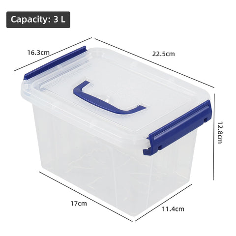 Hayixia 6 Pack 3 Litre Clear Storage Boxes with Lids, Small Plastic Organiser Container Box