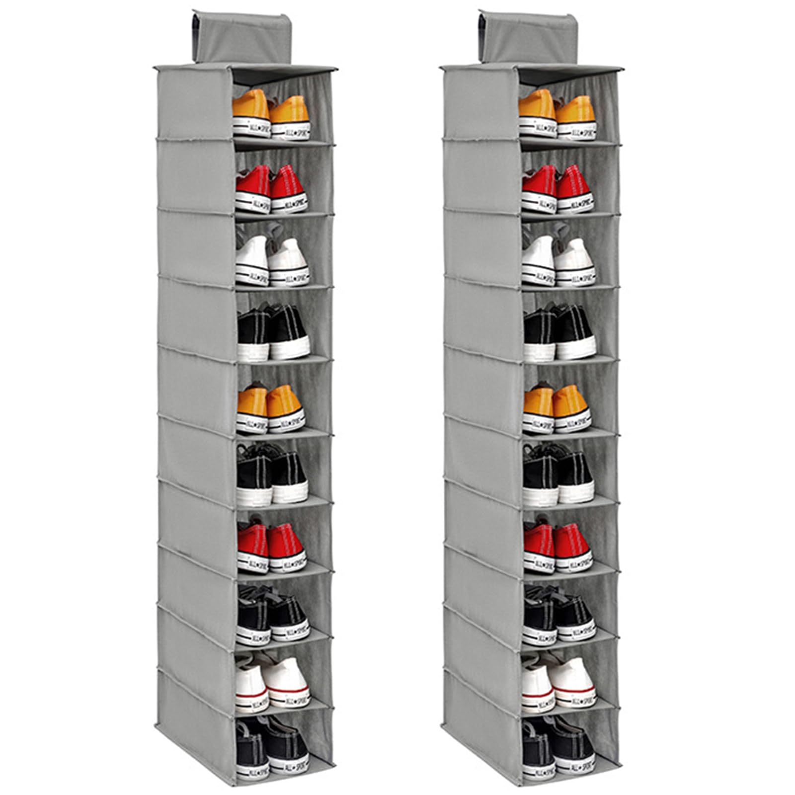 ATopoler Hanging Shoe Storage,2 Pcs Shoe Organizer,Foldable 10-Shelf Hanging Shoe Rack