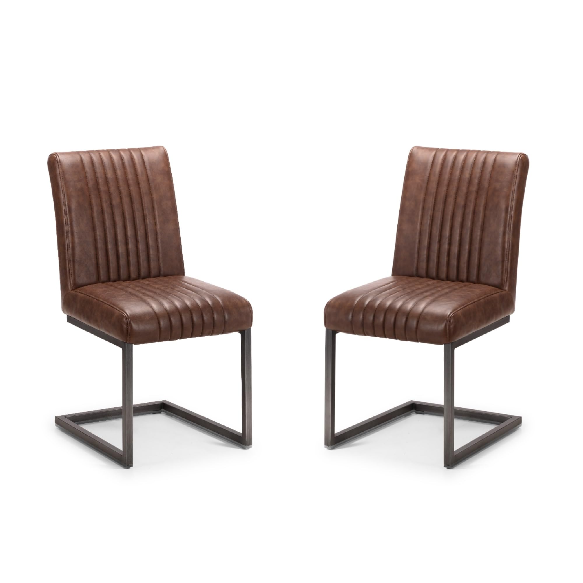 Julian Bowen Brooklyn Dining Chairs, Set of 2, Brown - H88.5 x W47 x D65cm