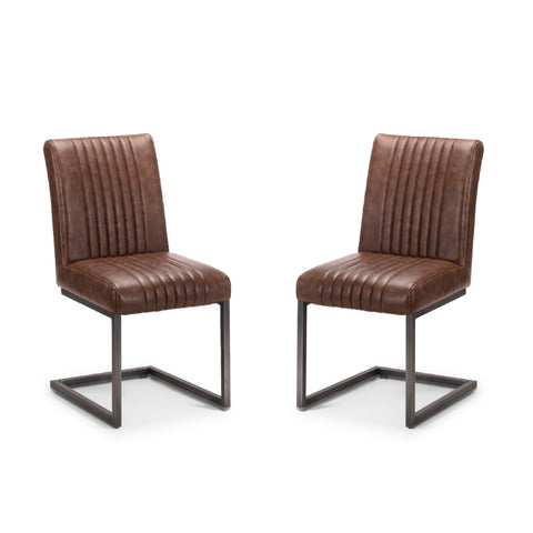 Julian Bowen Brooklyn Dining Chairs, Set of 2, Brown - H88.5 x W47 x D65cm