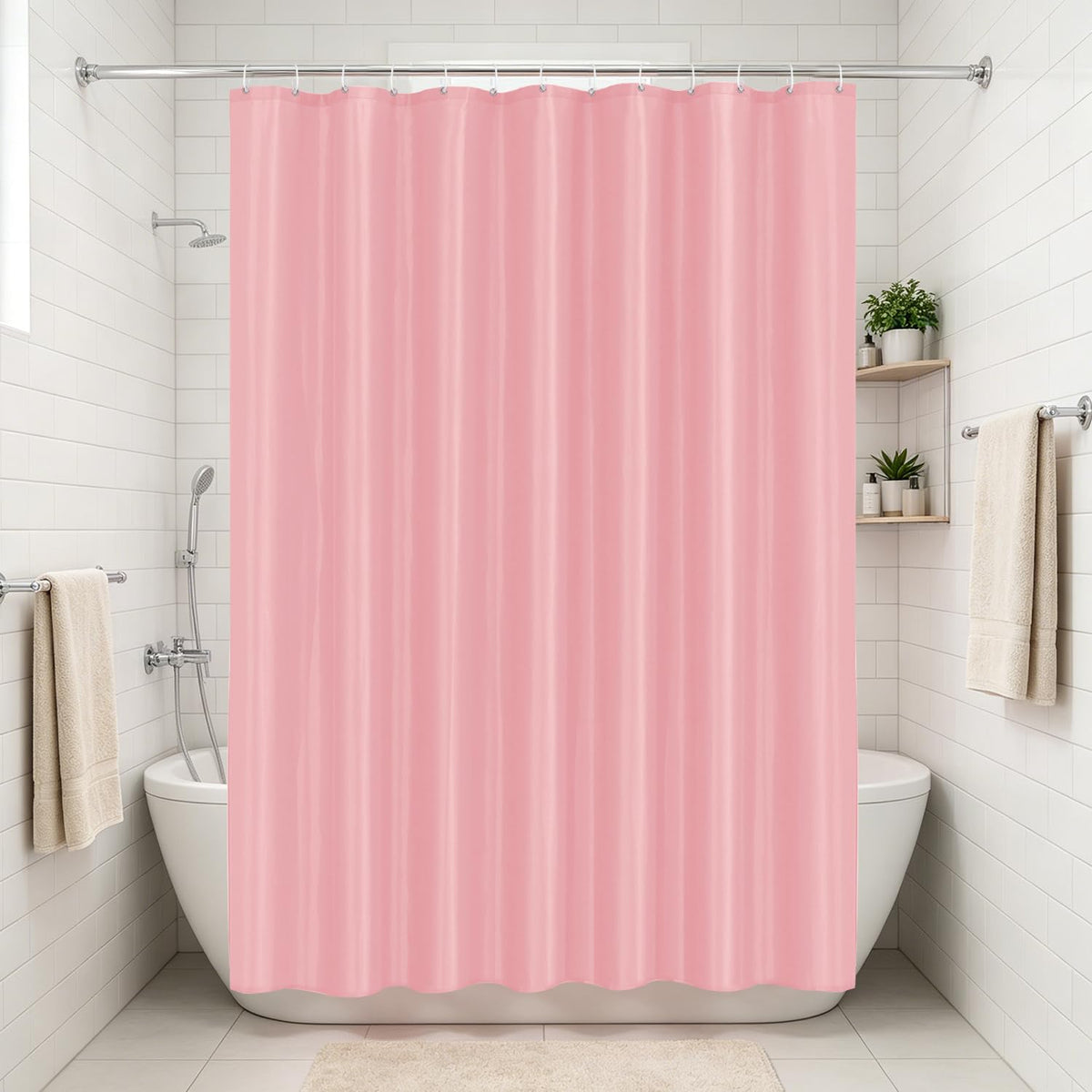 LUKDUNG 200 x 200 cm Polyester Textile Shower Curtain Anti-Mould for Bathroom, Curtain for Bathtub Shower Made of Fabric Waterproof Washable Shower