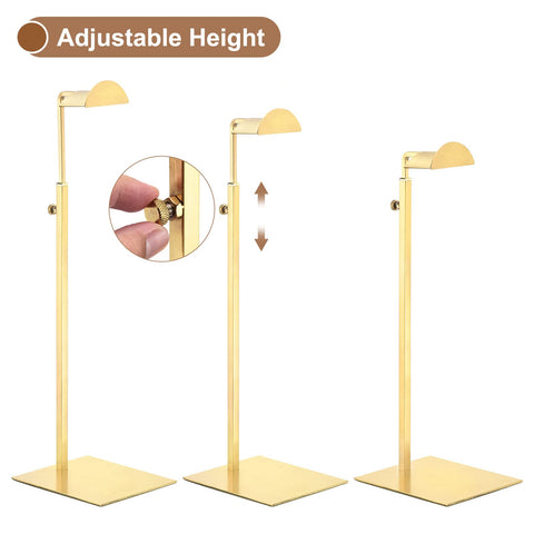 sourcing map Purse Display Stand Set 3 Pack Metal Adjustable Handbag Rack Single Hook Holder for Boutique Store - Gold