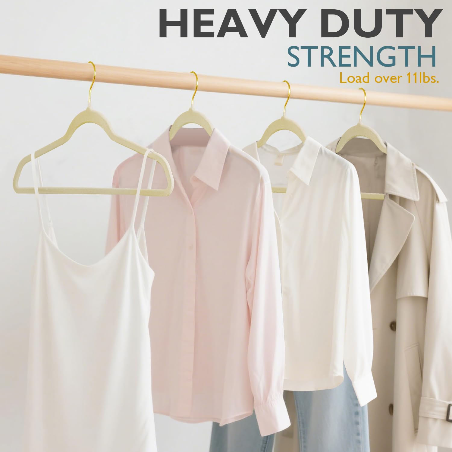 ManGotree Velvet Coat Hangers with 360° Swivel Gold Hook 22 Pack Beige