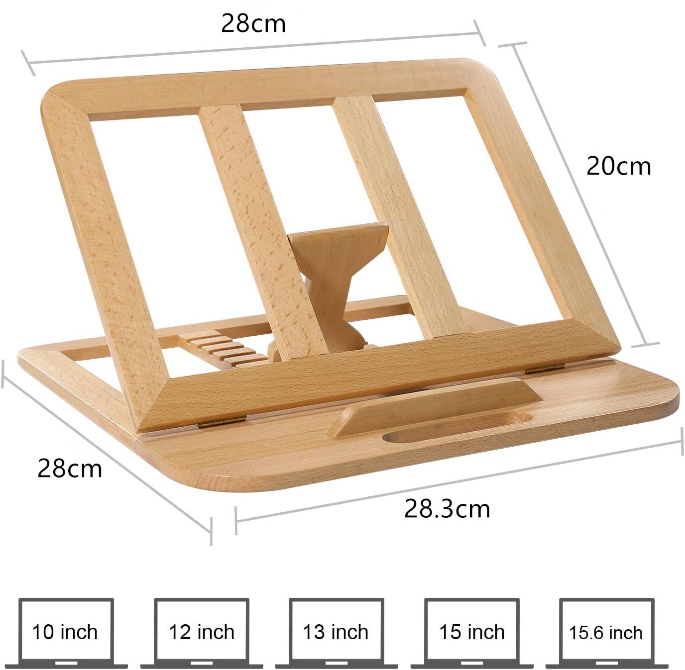 RAVEGO Wooden Laptop Stand, Foldable Ventilated Laptop Riser, Adjustable Computer Stand for Desk