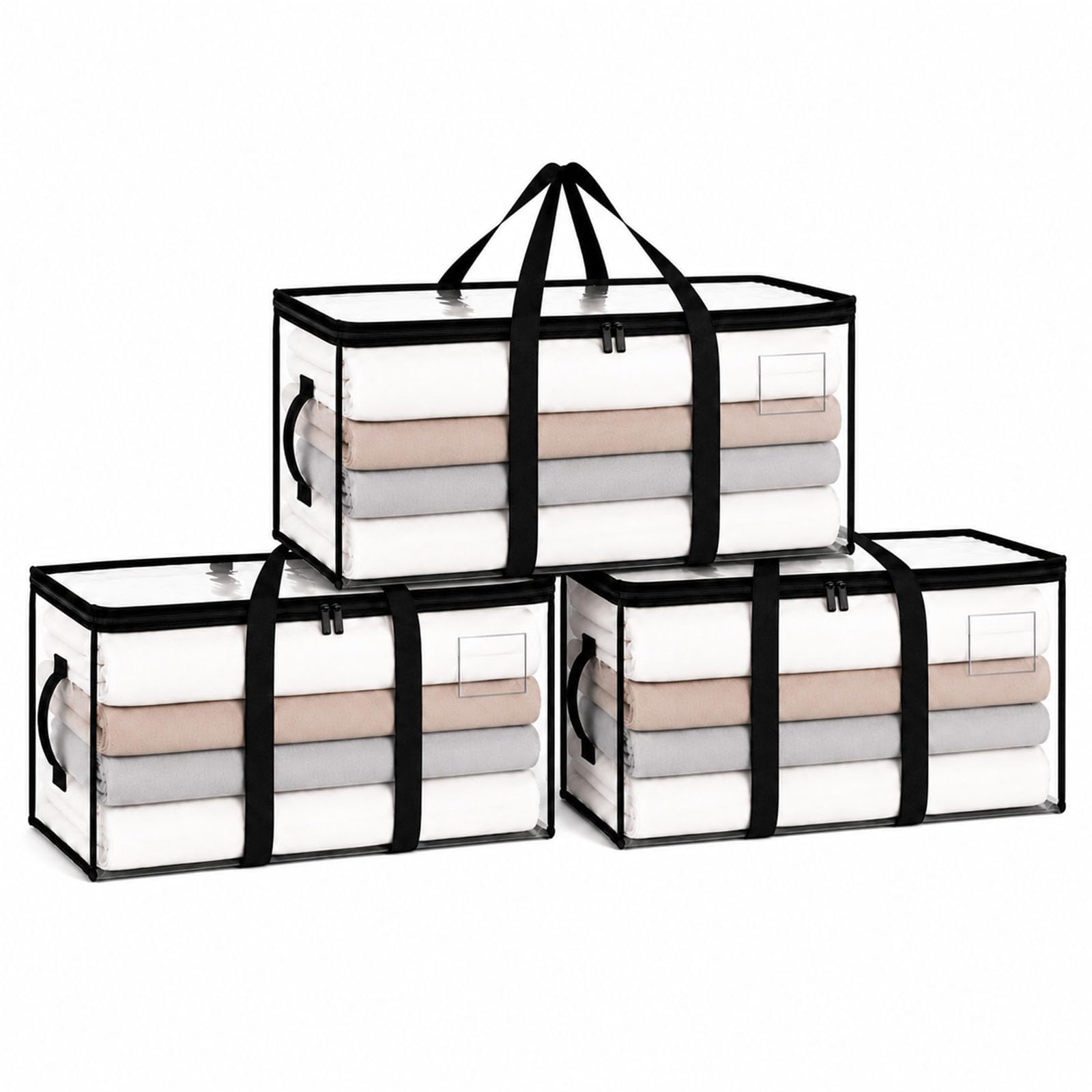 Moving bags 94L Large Clear Storage bags packing boxes Heavy Duty PP Woven Bags with Reinforced Handles and Zipper Foldable for Clothes Bedding