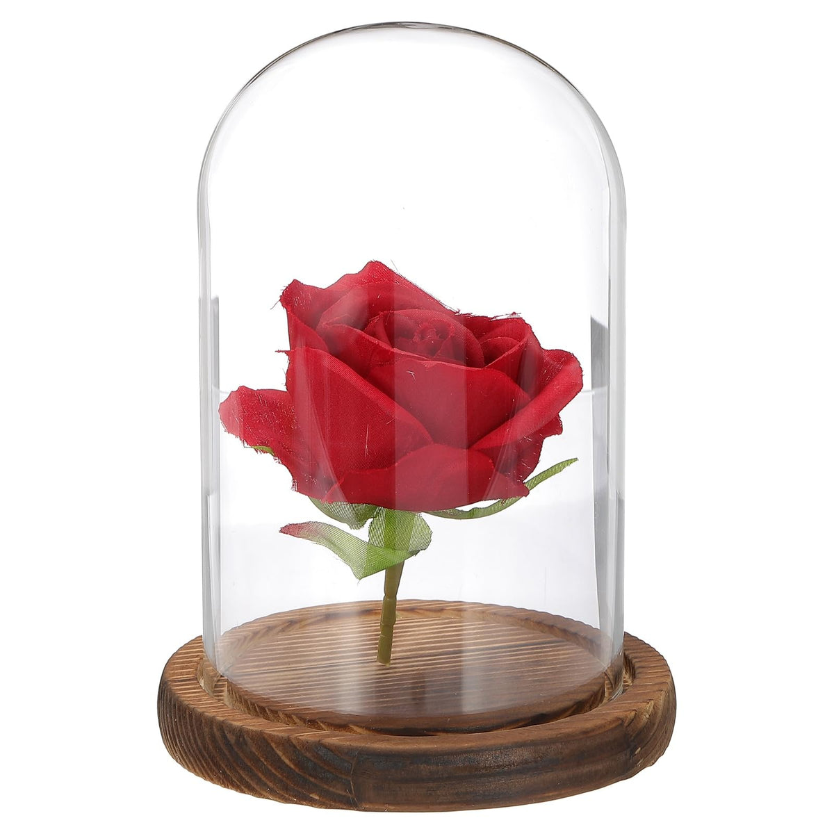 sourcing map Glass Cloche Display Dome, 6.2" x 3.9" Glass Dome Display Case Wood Base Tabletop Jar Case Decorative Bell Jar for Plant Home Decor