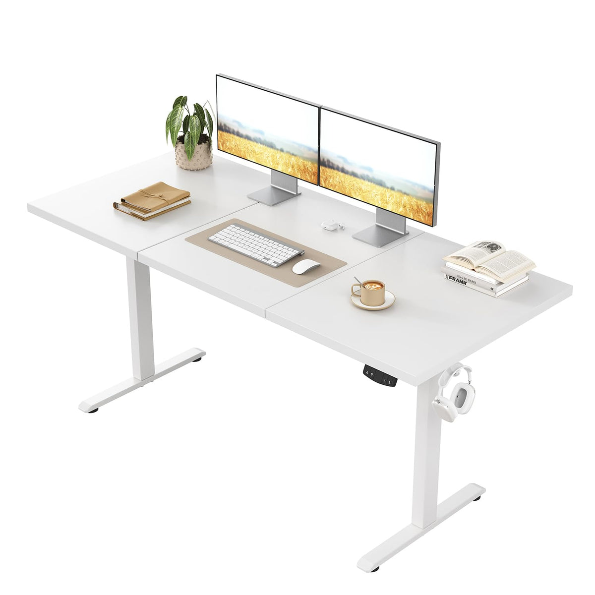 Klicelor Electric Standing Desk, 2 Memory Buttons for stand & sit, 140x60
