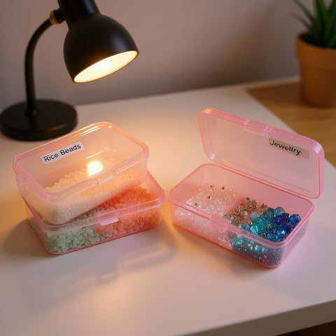 Goodma Rectangular Plastic Storage Boxes, 85 x 55 x 25 mm, Pink