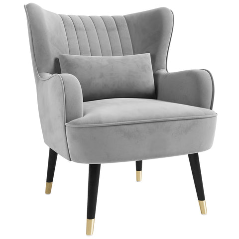 Vesgantti Velvet Accent Chair with Lumbar Pillow, Wing Back Large Armchair
