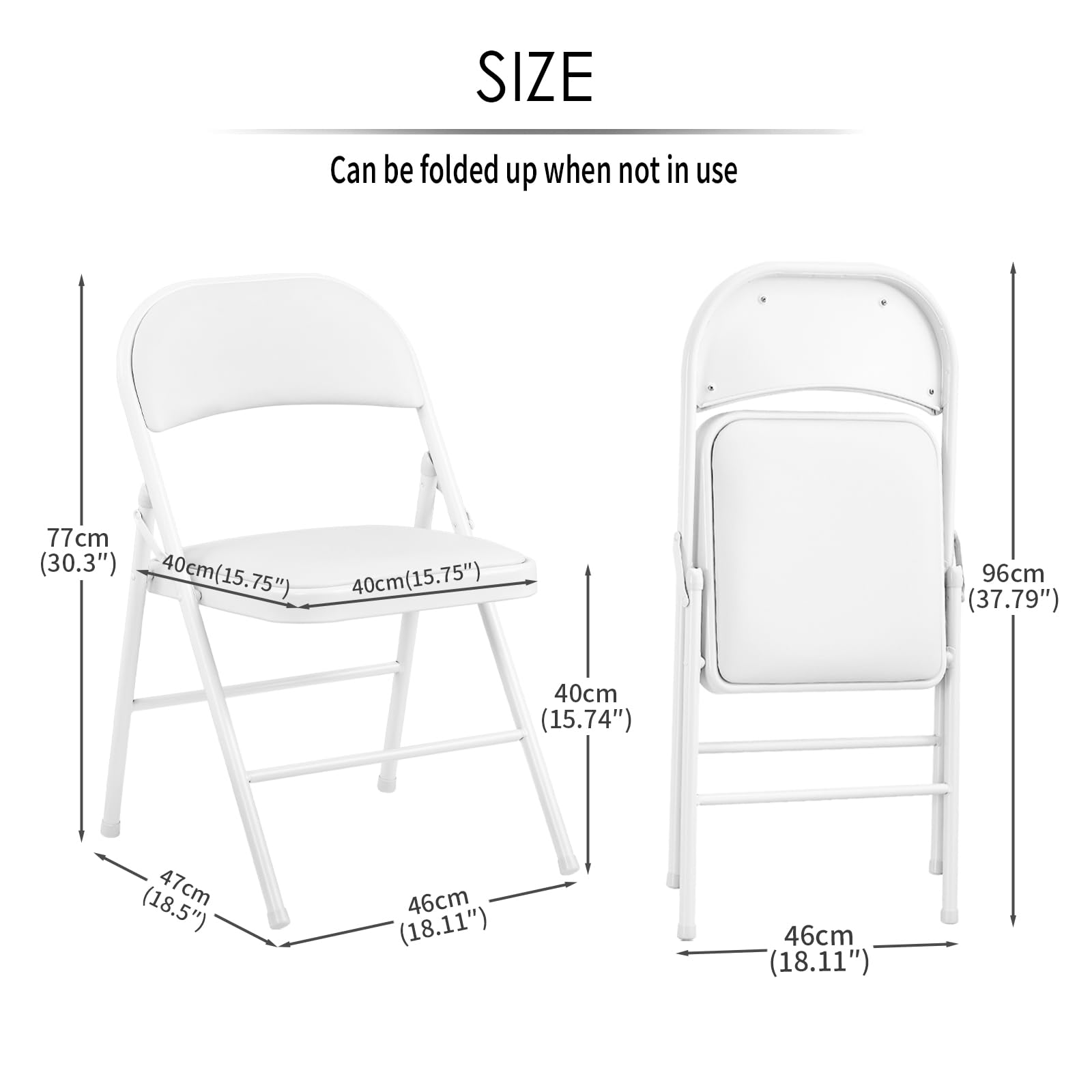 KAIHAOWIN 2-Pack Folding Chair Vinyl Padded and Metal Frame Heavy Duty Foldable Chair with Backrest & Padded Seats for Meetings Office Wedding