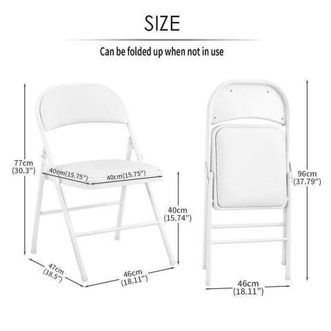 KAIHAOWIN 2-Pack Folding Chair Vinyl Padded and Metal Frame Heavy Duty Foldable Chair with Backrest & Padded Seats for Meetings Office Wedding