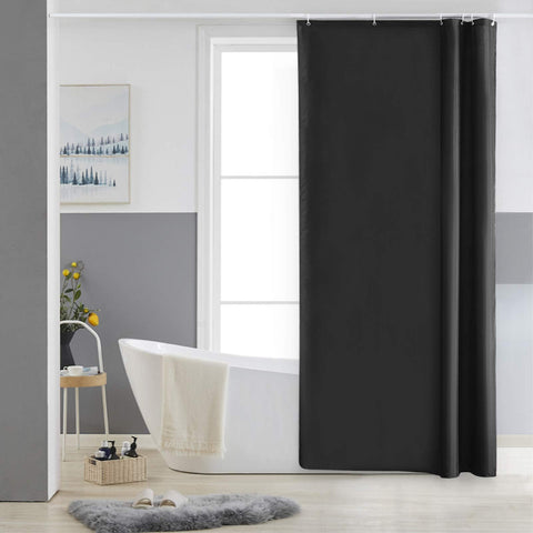 Furlinic Black Shower Curtain Weighted Hem for Bathroom Wet Room 85×180cm