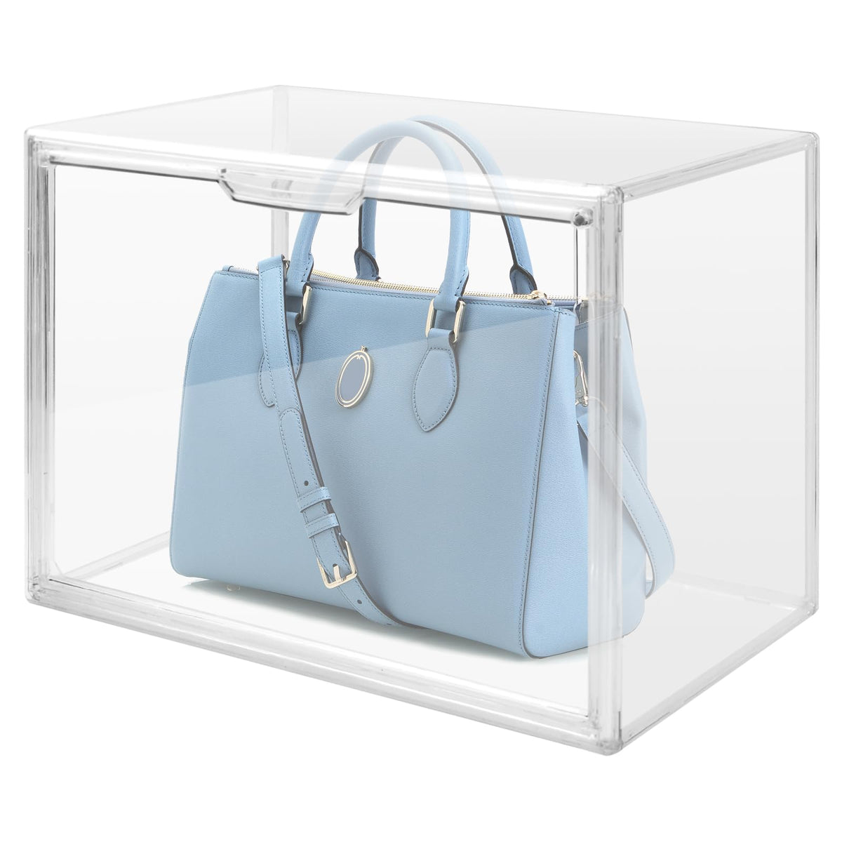 Daelesr Plastic Handbag Storage Organizer, Storage Boxes Drawer Clear Organiser Container Stackable, 36x22x27cm, Acrylic Display Case for Book, Purse