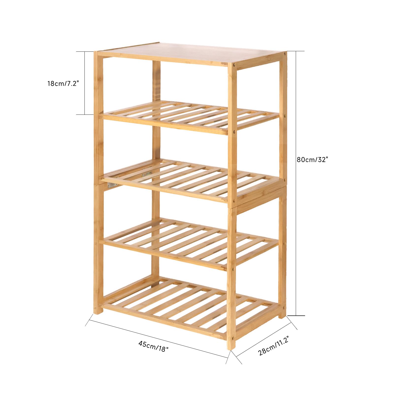 Akloya Bamboo Shoe Rack, 5 Tier Free Standing Shoe Rack Organizers,Multipurpose Shelfs for Hallway, Closet, Living Room, Entryway, Bedroom, Bathroom