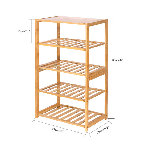 Akloya Bamboo Shoe Rack, 5 Tier Free Standing Shoe Rack Organizers,Multipurpose Shelfs for Hallway, Closet, Living Room, Entryway, Bedroom, Bathroom