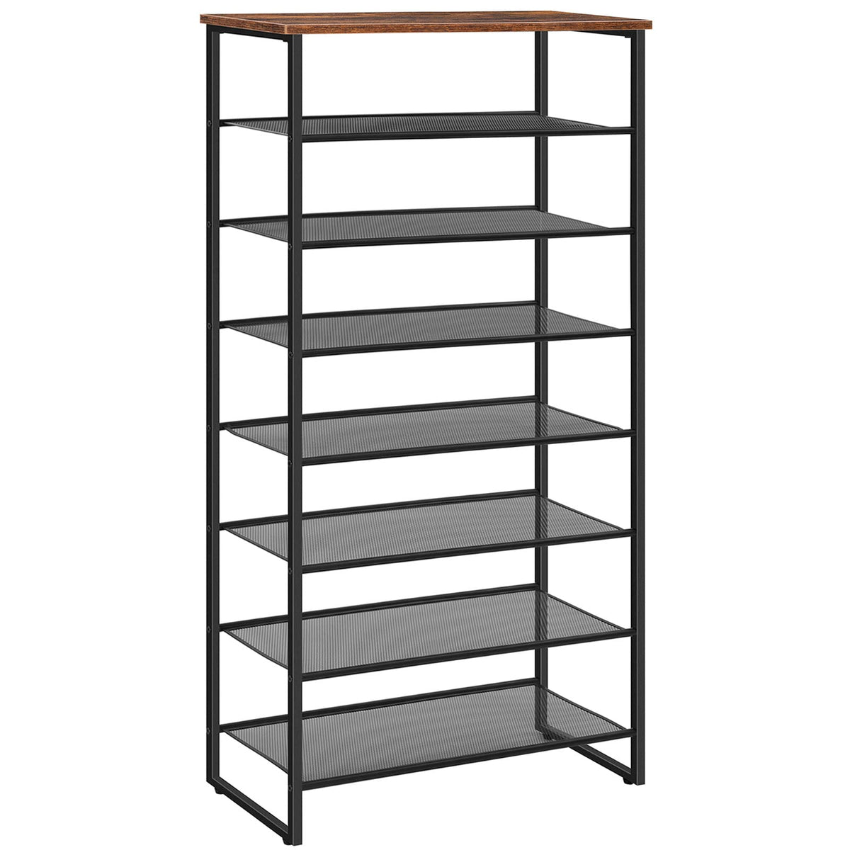 HOOBRO 8-Tier Shoe Rack, Tall Shoe Shelf, Shoe Organizer Rack for 21-28 Pairs of Shoes, Detachable Metal Mesh, Narrow Stand for Hallway, Living Room