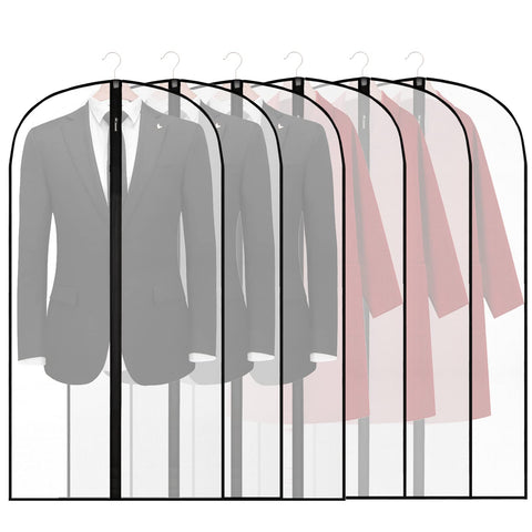6Pack Breathable Clothes Covers with Zip, 60 x 120cm Hanging Garment Covers Bags, Moth-Proof Storage Bag for Men Suit, Dress Bag Covers