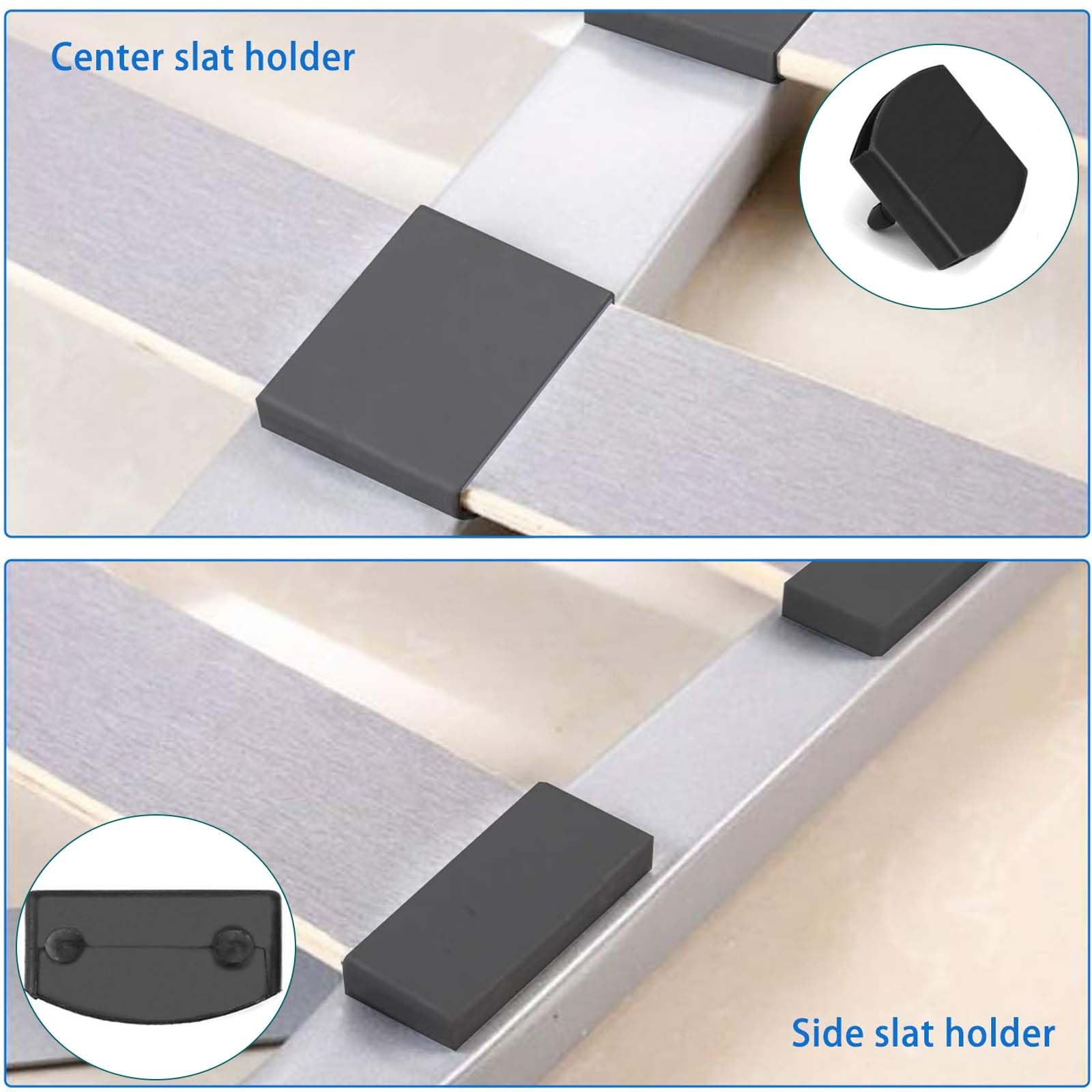 ANBOO Set of Slats Brackets, 24 End Caps and 12 Center Brackets, Plastic Replacement Caps, 53-55mm
