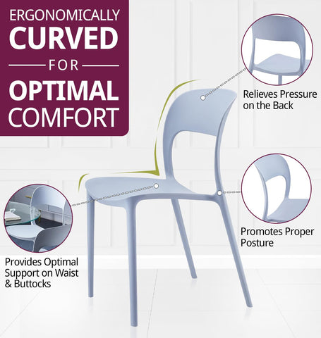 Hallowood Furniture Stoker Stackable Plastic Dining Chairs Set of 4, Grey