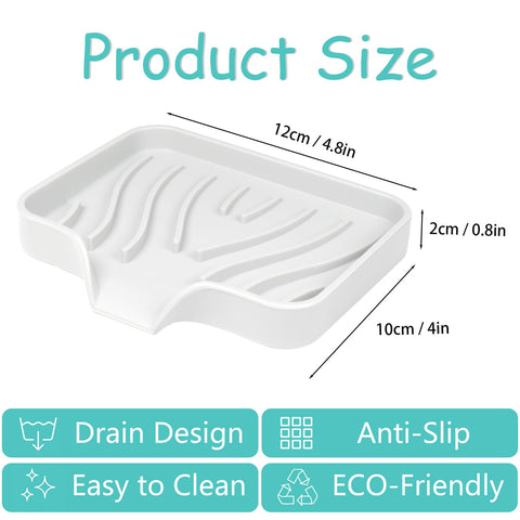 YoHyien 2 Pcs Silicone Soap Dish with Drainage, Anti-Slip Soap Holder, Self Draining Soap Tray for Shower, Bathroom & Kitchen