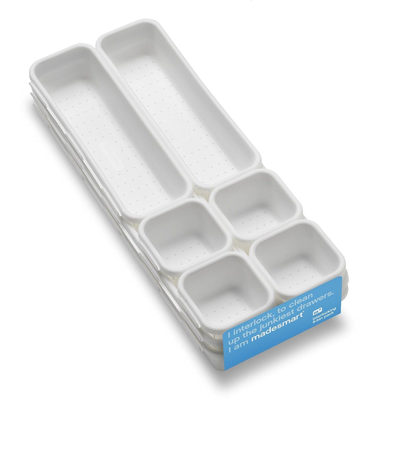 madesmart Value 9-Piece Interlocking Bin Pack | VALUE COLLECTION | Customizable Multi-Purpose Storage | Durable | Easy to Clean | BPA-Free, White