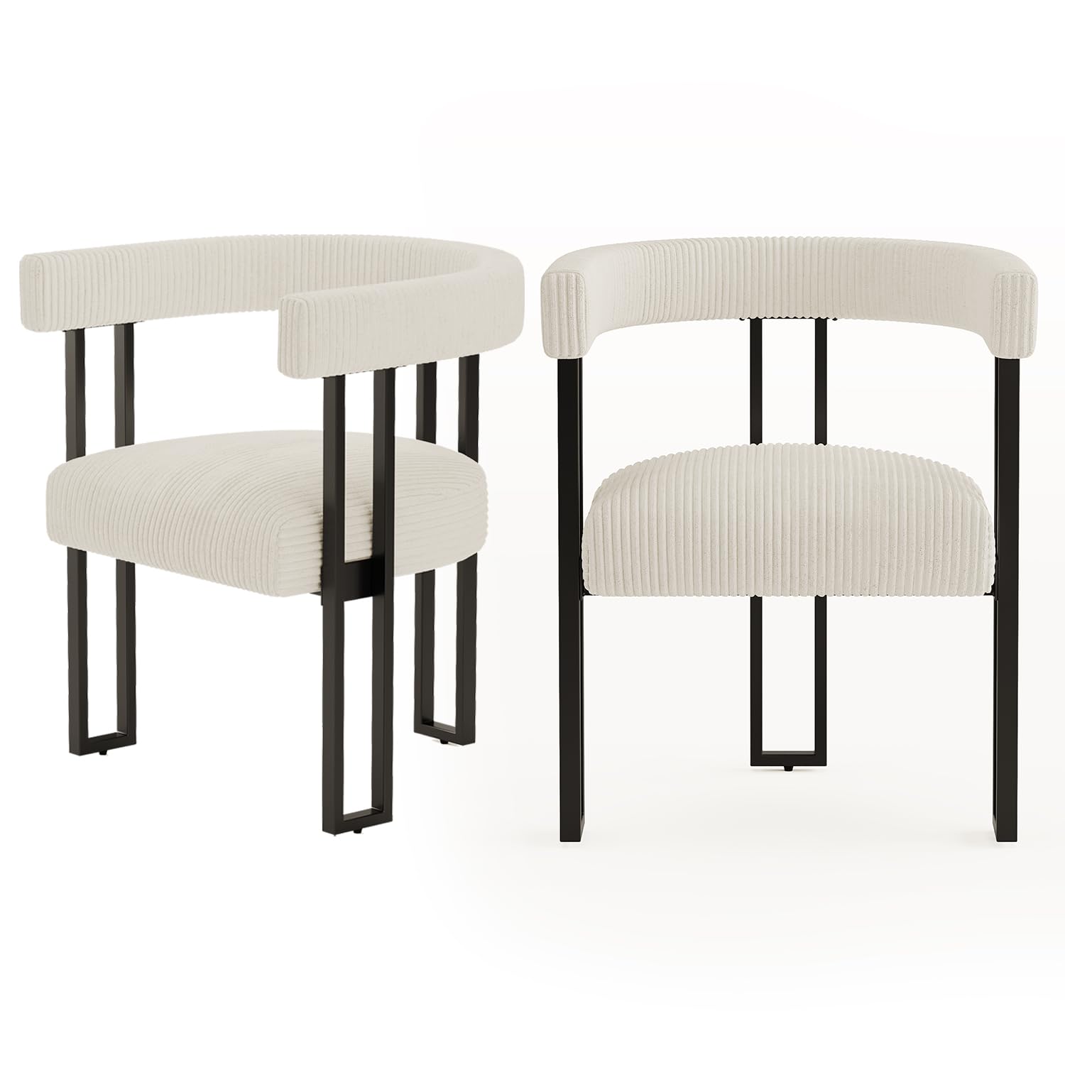 YEEFY Boucle Upholstered Dining Chairs Set of 2 Corduroy Kitchen & Dining Room Chairs with Metal Legs Mid Century Modern Chairs for Dining Room
