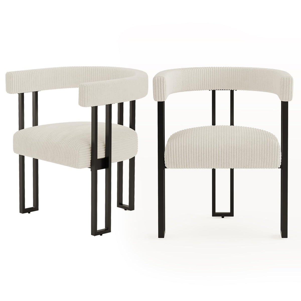 YEEFY Boucle Upholstered Dining Chairs Set of 2 Corduroy Kitchen & Dining Room Chairs with Metal Legs Mid Century Modern Chairs for Dining Room