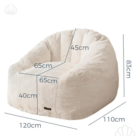 MAXYOYO Giant Bean Bag Chair,Faux Fur Shell Shaped Bean Bag Sofa with Filler,Soft Beanbag Sofa Giant Size for Living Room Bedroom
