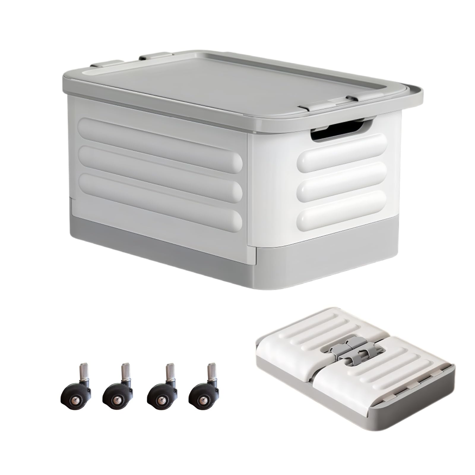 40L Foldable Storage Box with Wheels Heavy Duty Storage Trunk Organiser with Lid 360° Rotating Wheels & Fixed Handle