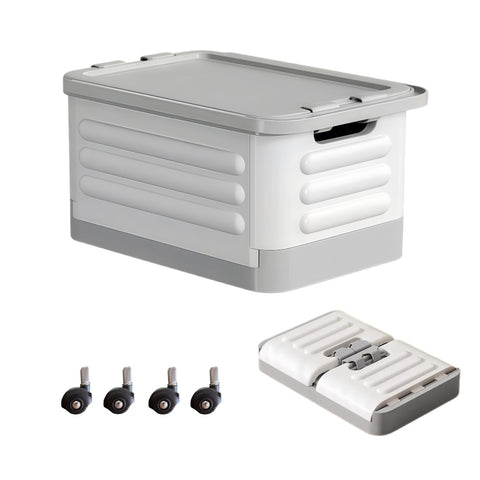 40L Foldable Storage Box with Wheels Heavy Duty Storage Trunk Organiser with Lid 360° Rotating Wheels & Fixed Handle