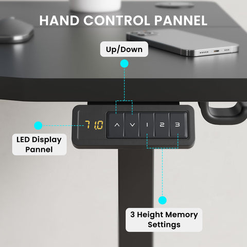 Farini U-Shaped Ergonomic Electric Standing Desk, 140x60cm, Height Adjustable Sit to Stand Desk with Memory Keypad & Headphone Hook for Home and