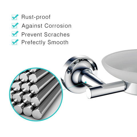 JASSFERRY Wall Mounted Soap Dish Holder Frosted Glass Shower Shampoo Bar Holder Storage Tray Bathroom Accessories Set Chrome