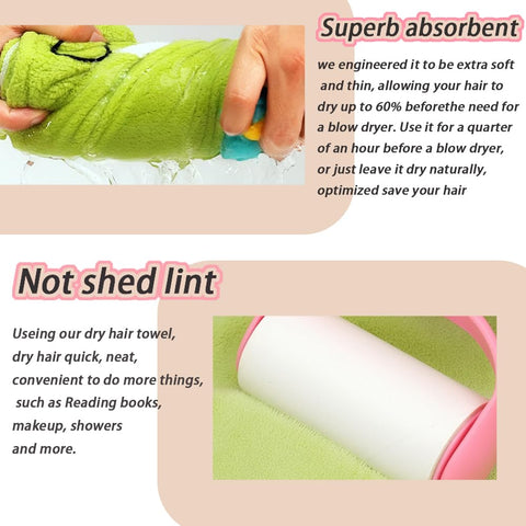 Girls' Absorbent Hair Towel Wrap Kids Hair Drying Wrap Towel Hat Cute Cartoon Turban Towels with Button Anti-Frizz Wet Hairs Shower Cap Quick Drying