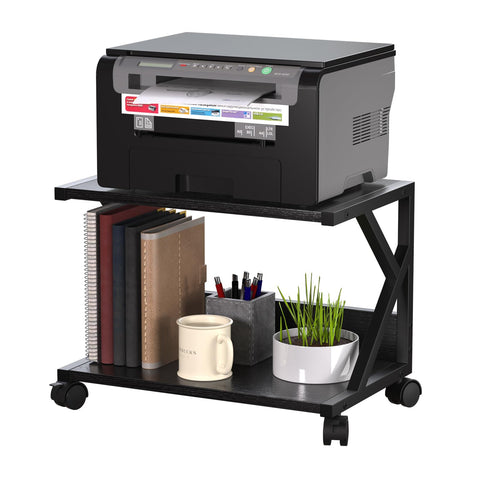 Huhote 2 Tier Desktop Printer Stand, Under Desk Printer Table, Multi-Purpose Desktop Storage and Organize