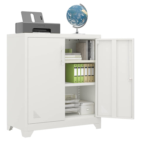 YITAHOME Office Storage Cabinet, Metal Office Storage Cupboard with 2 Adjustable Shelves, 80 x 40 x 90cm