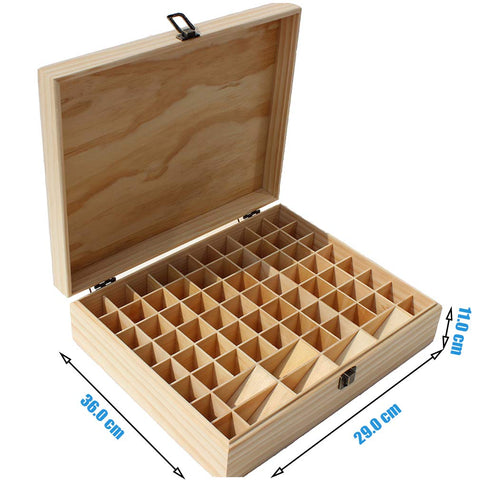 74 Slots Wooden Essential Oil Organizer Hard Pine Wood Carrying Box - Ideal Aromatherapy Travel Storage Case Display Presentations Containers Box