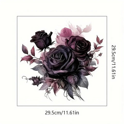 TOLOVIS Dark Rose Toilet Cover Sticker Decals,Flower leaf bird Waterproof Toilet Lid Tank Seat Decals Cistern Self-Adhesive Bathroom Wall Sticker