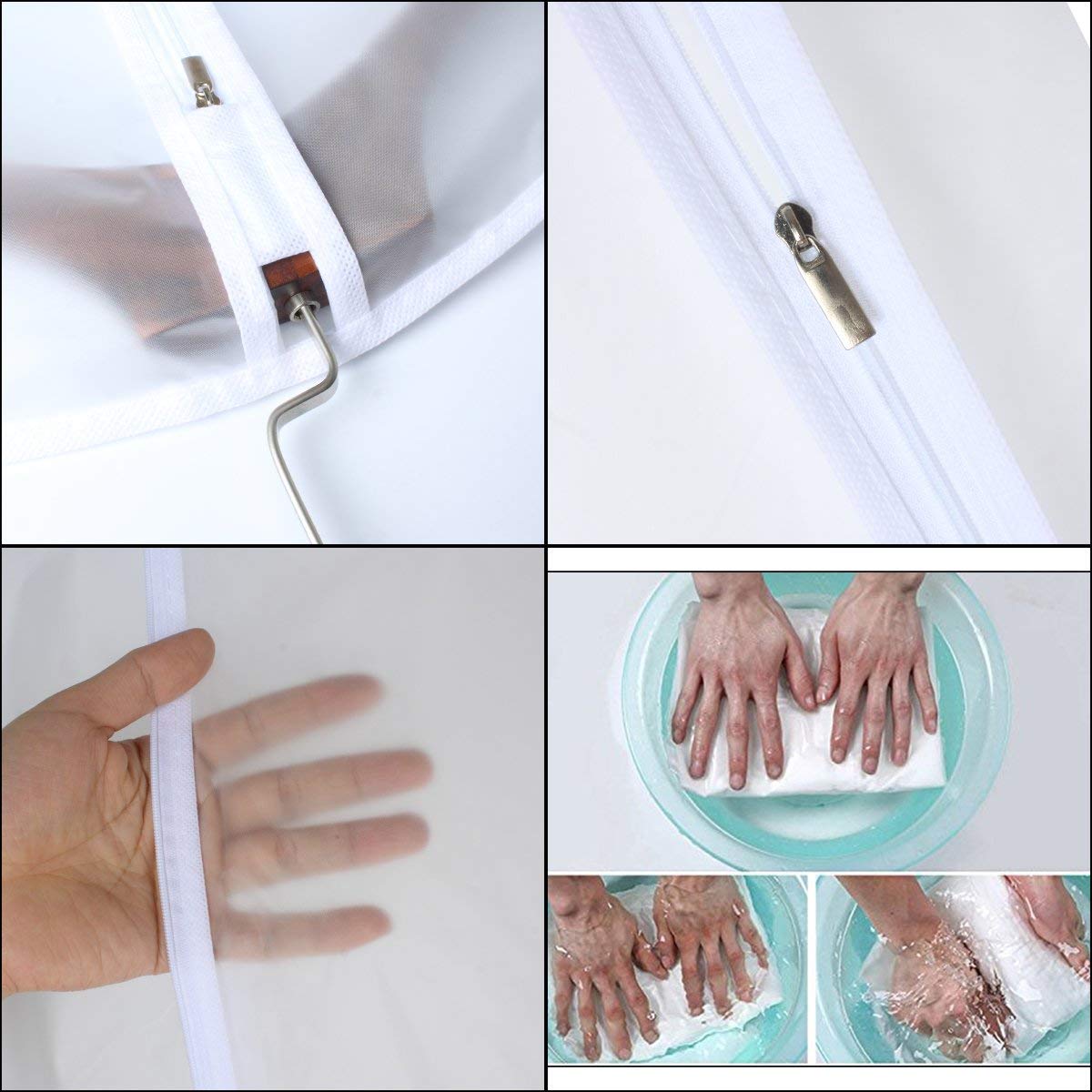 HomeClean Garment Bag Clear 60 x 120cm(24'' x 48'') Long Suit Bag Dust Moth Proof Garment Bags White Breathable Full Zipper Dust Cover for Dance