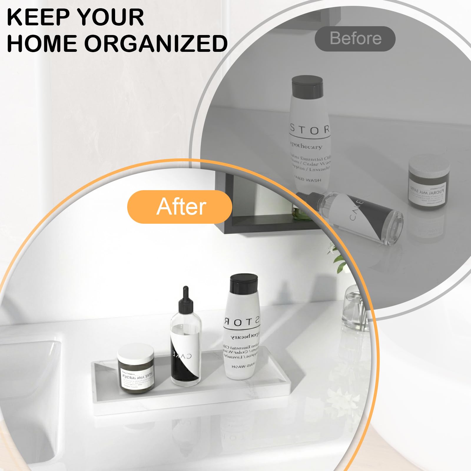 Silicone Bathroom Vanity Tray, 20x10cm Toilet Tank, Kitchen Counter Trays, Rectangular Silicone non-slip, Easy to Clean and Shatterproof, for Perfume