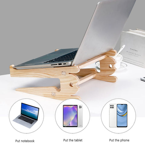 Laptop Stand,Wooden Laptop Holder for Desk,Ventilated Cooling Desktop Computer Stand,MacBook Stands,Portable Notebook Holder,Laptops