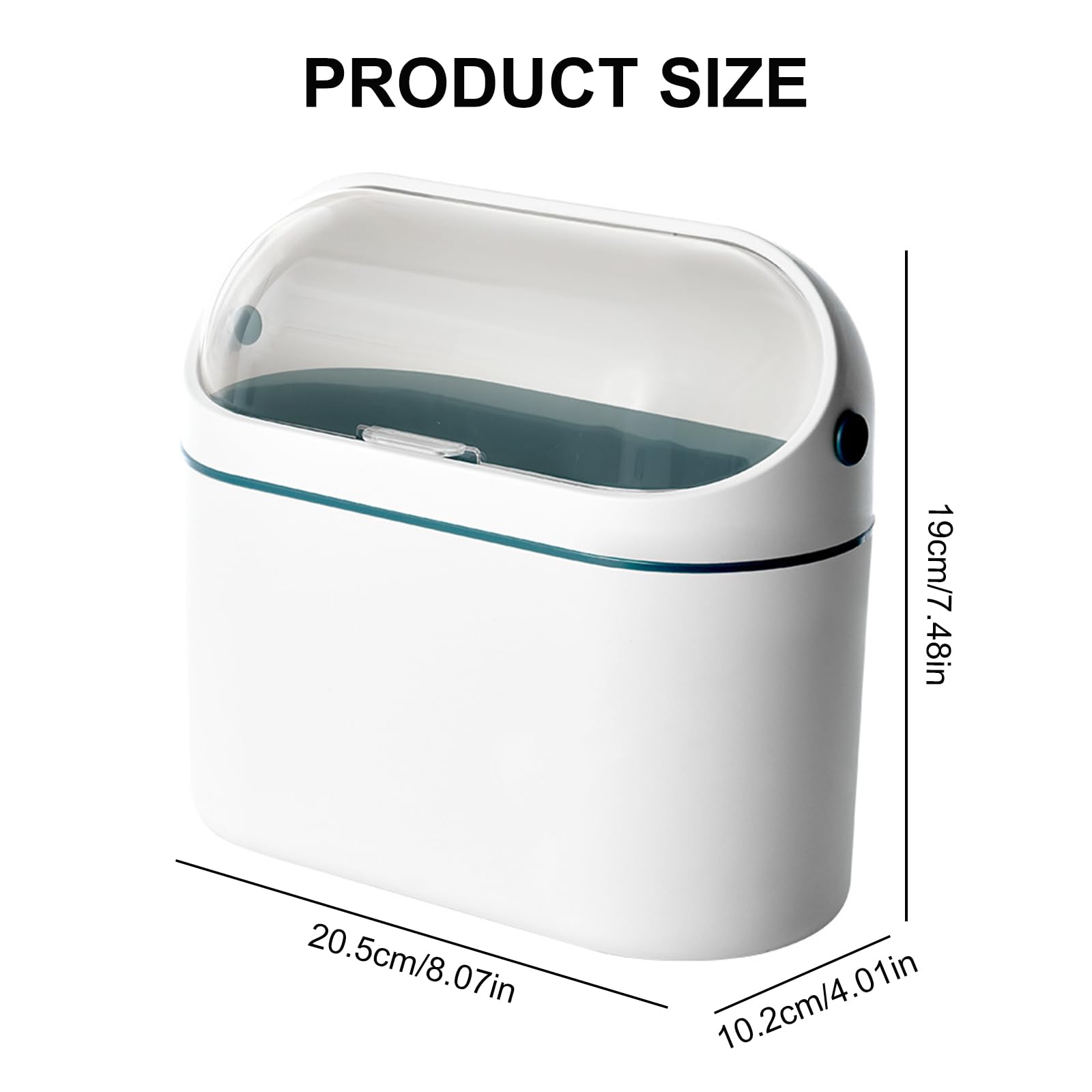 Bailtouk Mini Desktop Bin with Lid, 2L Plastic Wall Mounted Small Bin