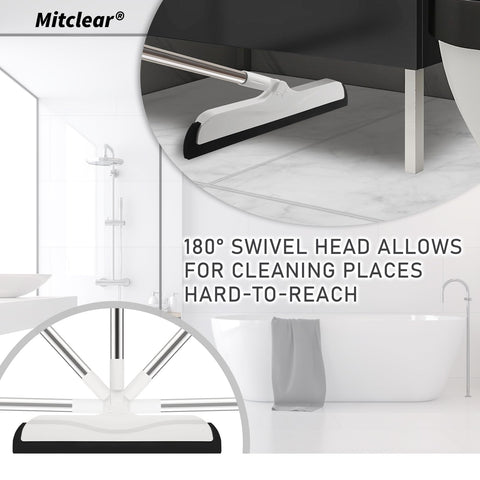 Mitclear Floor Squeegee with Long Handle(50IN), Extendable Foam Squeegee Mop for Wet Room, Squidgy Shower Cleaner