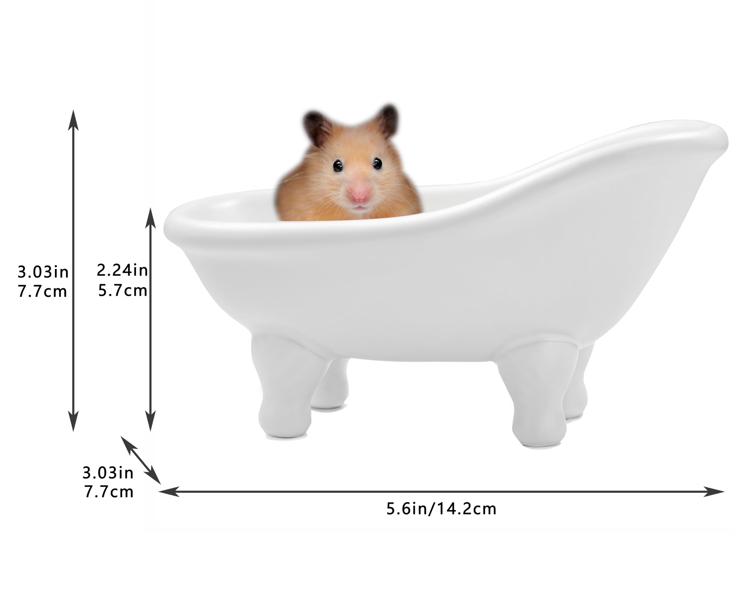 1piece 5.6" White Ceramic Mini Bathtub Soap Dish Small Planter Makeup Organizer Container Hamster Bathtub(White)